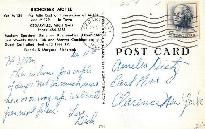 Les Cheneaux Motel (Richcreek Motel) - Vintage Postcard (newer photo)